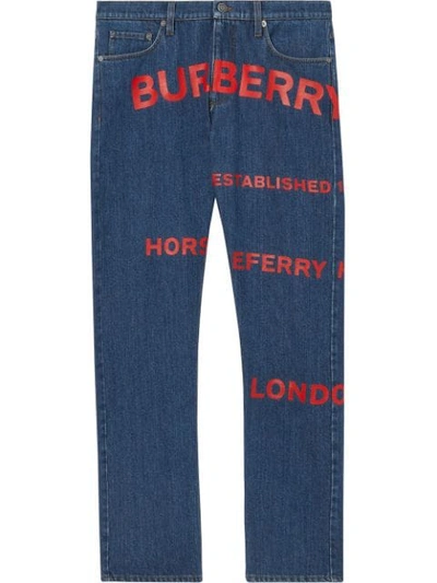 Burberry Horseferry 印花日本直筒牛仔裤 In Blue