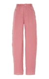 Albus Lumen Lumen Distressed Linen Pants In Pink