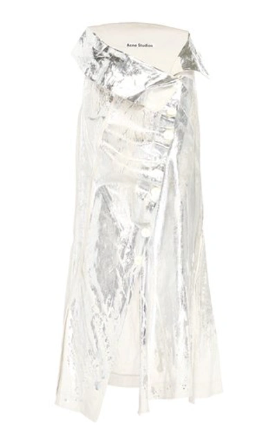 Acne Studios Ileana Metallic Linen Wrap Midi Skirt