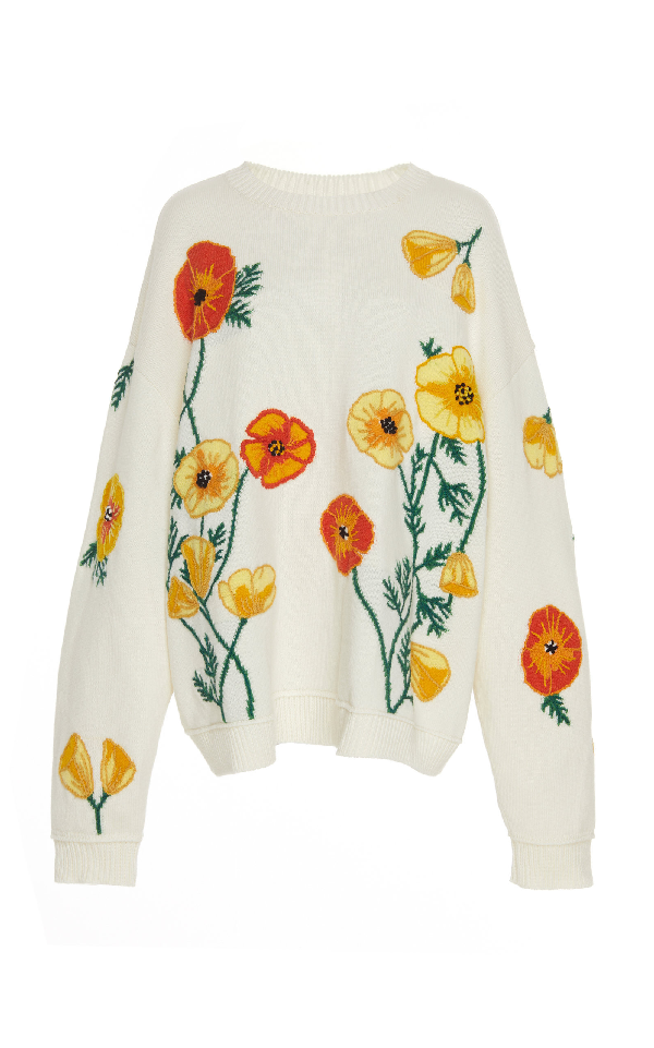 Alanui Floral Embroidered Cashmere Sweater | ModeSens