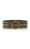 ETRO EMBROIDERED SNAKE-EFFECT LEATHER WAIST BELT,768124