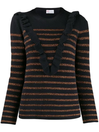 Red Valentino Stripped Knit Jumper In Blue