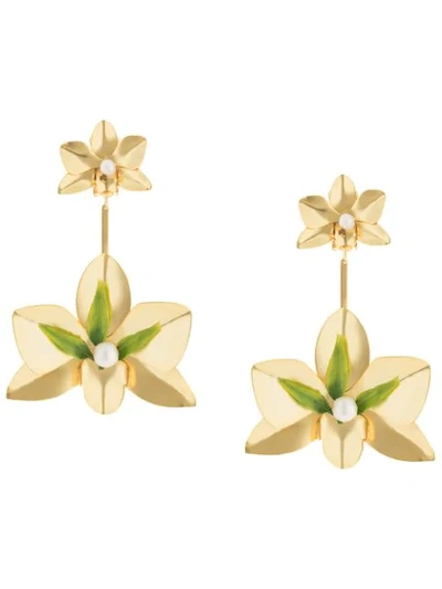 Mercedes Salazar Flower Drop Earrings In Gold