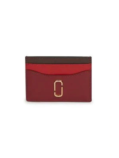 Marc Jacobs The Snapshot Leather Card Case In Cranberry Multi