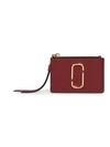 Marc Jacobs Small The Snapshot Zip Leather Card Case In Cranberry