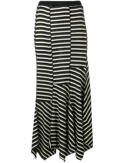 Sonia Rykiel Asymmetric Striped Skirt In Black