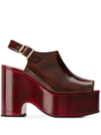 Marni Platform Wedge Sandals - 棕色 In Brown