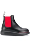 ALEXANDER MCQUEEN ALEXANDER MCQUEEN LEATHER TWO-TONE CHUNKY BOOTS - 黑色