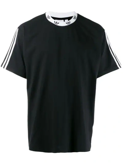 Adidas Originals 黑色 And 白色三叶草 T 恤 In Black