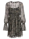 JOIE Manning Sheer Paisley Popover Flare Dress