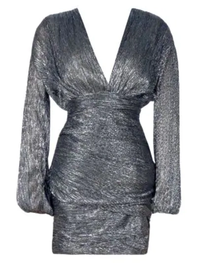Maje Women's Runny Metallic Drape Mini Dress In Silver