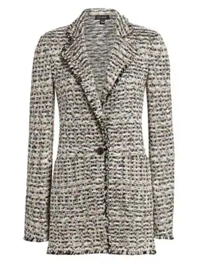 St John Space-dyed Tweed Knit Jacket With Patch Pockets In Caviar Truffle Multi