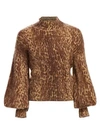 ZIMMERMANN EYE SPY LEOPARD MOHAIR & WOOL-BLEND PUFF-SLEEVE SWEATER