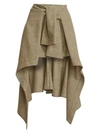 CHLOÉ High-Low Plaid Virgin Wool Skirt