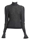 CHLOÉ Metallic Lurex Knit Turtleneck Sweater