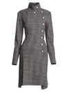 CHLOÉ Stretch Wool Check High Neck Trench Coat