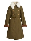 CHLOÉ Shearling-Collar Faux Fur-Cuff Military Parka