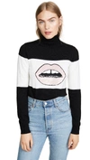 MARKUS LUPFER EMMA SEQUIN LIP ROLLNECK SWEATER