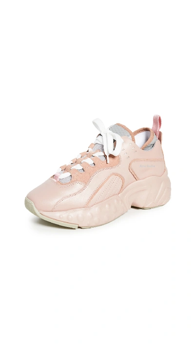 Acne Studios Manhattan Leather, Suede And Mesh Sneakers In Blush Pink