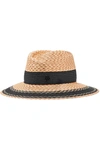 MAISON MICHEL Grosgrain-trimmed straw hat