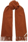 Acne Studios Fringed Mélange Wool Scarf In Brick