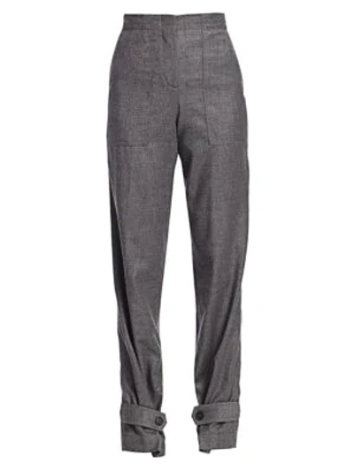 Helmut Lang Flannel Virgin Wool Military Pants In Beuys Grey