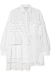 Moncler Genius + 4 Simone Rocha Ruffled Lace-trimmed Broderie Anglaise Cotton-blend Blouse In White
