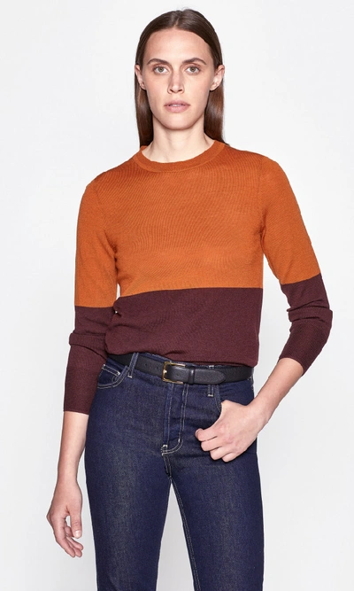 Equipment Mignonette Two-tone Wool Sweater In Burgundy