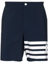 Thom Browne 4-bar Stripe Detailed Shorts In Blue