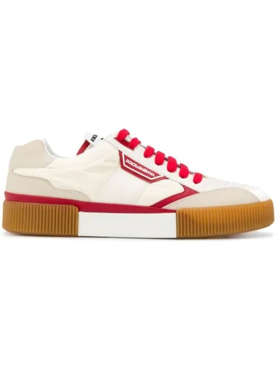 Dolce & Gabbana Miami Trainers In Fabric And Nappaired Calfskin In White
