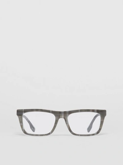 Burberry Vintage Check Rectangular Optical Frames In Charcoal