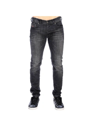 Diesel Thommer Slim Skinny Stretch Denim Jeans With 5 Pockets In Grey