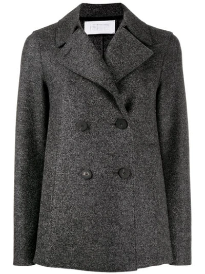 Harris Wharf London Double Breasted Peacoat In Grey