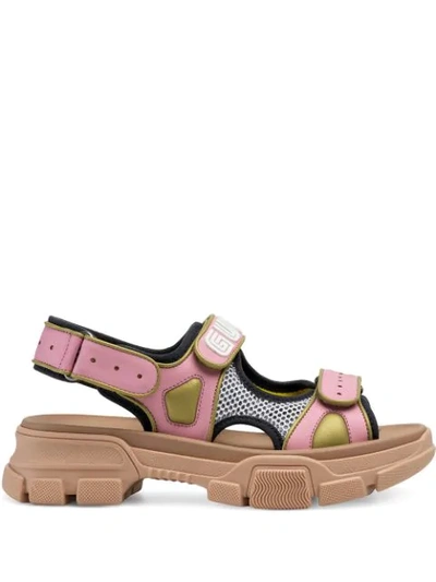 Gucci Women's Leather And Mesh Sandal In Pink
