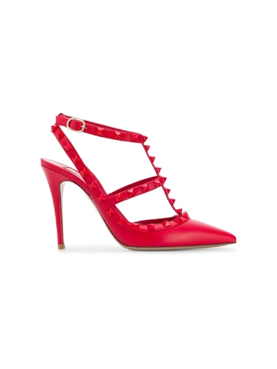 Valentino Garavani Rockstud Pointed Toe Pumps In Red