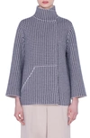 AKRIS REVERSIBLE HOUNDSTOOTH JACQUARD CASHMERE BLEND CARDIGAN,403100222803