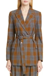 BRUNELLO CUCINELLI BELTED GLEN PLAID BLAZER,MB5228824P-192