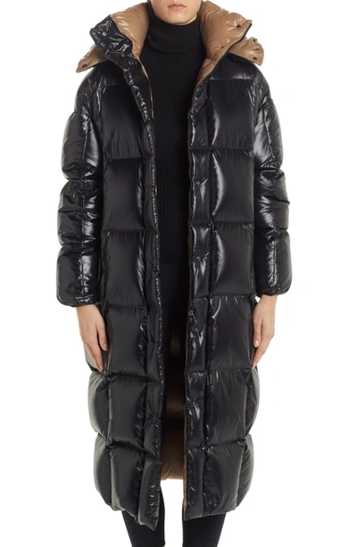Moncler Parnaiba Long Quilted Down Puffer Coat In Black