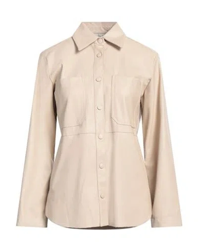 19.70 Nineteen Seventy Woman Shirt Beige Size 4 Polyester, Polyurethane In Neutral