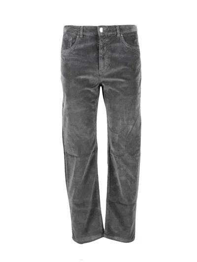 19.70 Nineteen Seventy Grey Corduroy Cotton-blend Straight-leg Pants