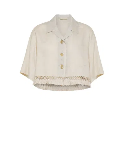 19.70 Nineteen Seventy Shirt With Fringe In Ghiaccio