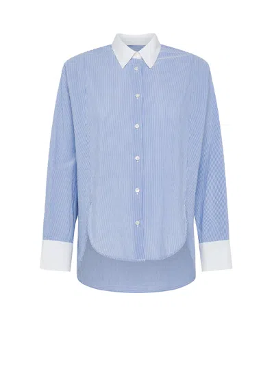19.70 Nineteen Seventy Shirt With Striped Pattern In Bluette