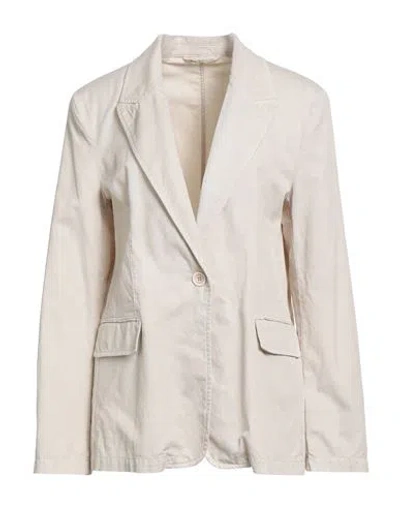 19.70 Nineteen Seventy Woman Blazer Cream Size 8 Cotton, Linen, Elastane In White