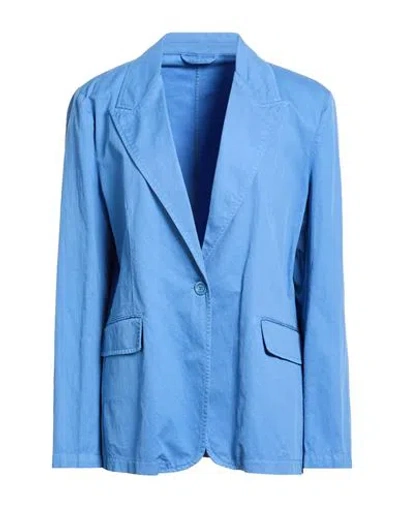 19.70 Nineteen Seventy Woman Blazer Light Blue Size 8 Cotton, Linen, Elastane