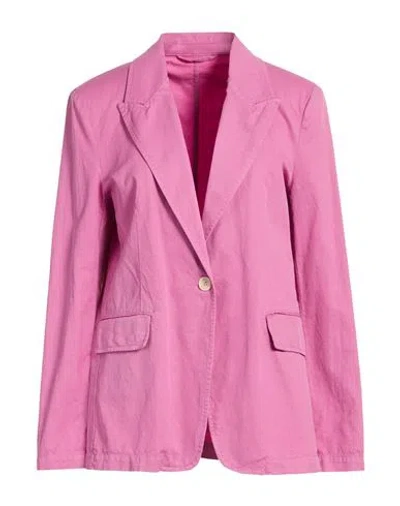 19.70 Nineteen Seventy Woman Blazer Pink Size 6 Cotton, Linen, Elastane In Multi