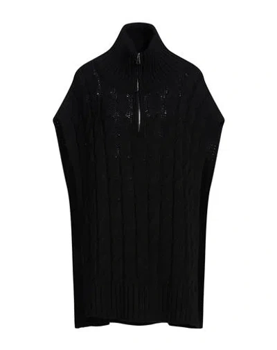19.70 Nineteen Seventy Woman Cape Black Size Onesize Virgin Wool, Acrylic