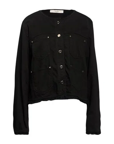 19.70 Nineteen Seventy Woman Denim Outerwear Black Size 12 Cotton, Elastane