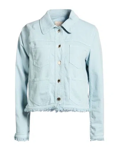 19.70 Nineteen Seventy Woman Denim Outerwear Sky Blue Size 6 Cotton, Elastane