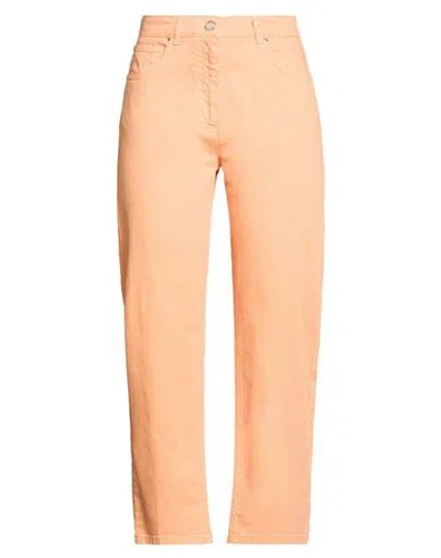 19.70 Nineteen Seventy Woman Jeans Apricot Size 8 Cotton, Elastane In Orange