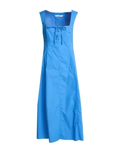 19.70 Nineteen Seventy Woman Midi Dress Azure Size 10 Cotton In Blue
